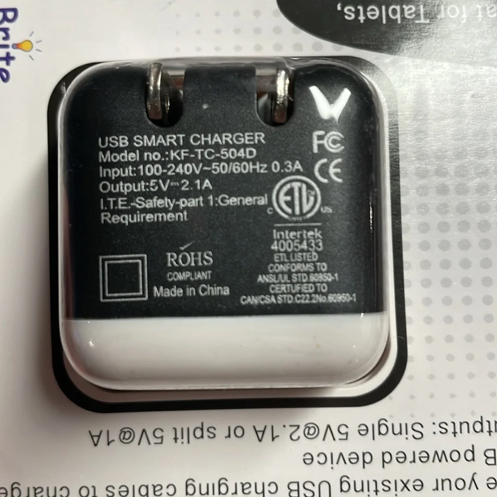New Intertek Dual USB Wall Charger 2.1 Amp Android iPod iPhone iPad White